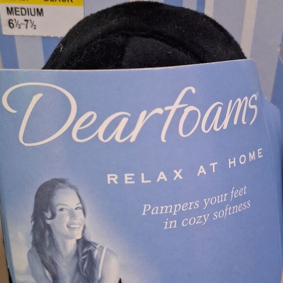 🎁Dearfoams Black Ankle Bootie Slippers - Unworn Women's Size 6.5-7.5 - Picture 7 of 7